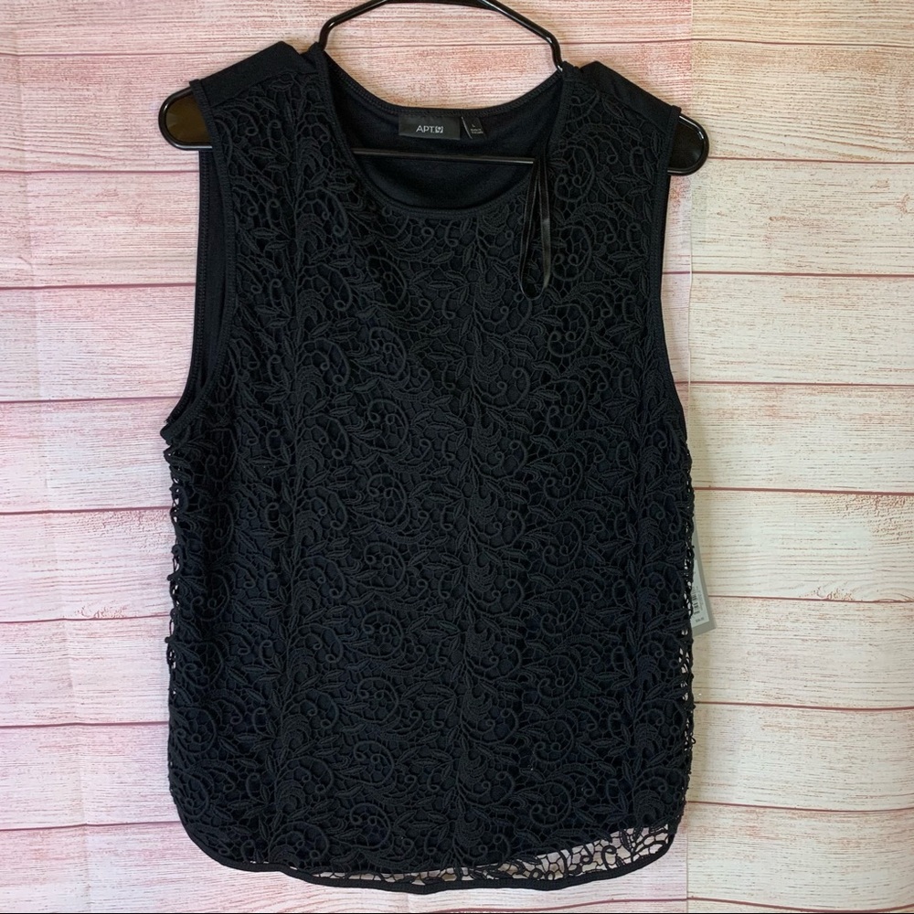 Apt.9. NWT Black Lace Layered Sleeveless Top Large
